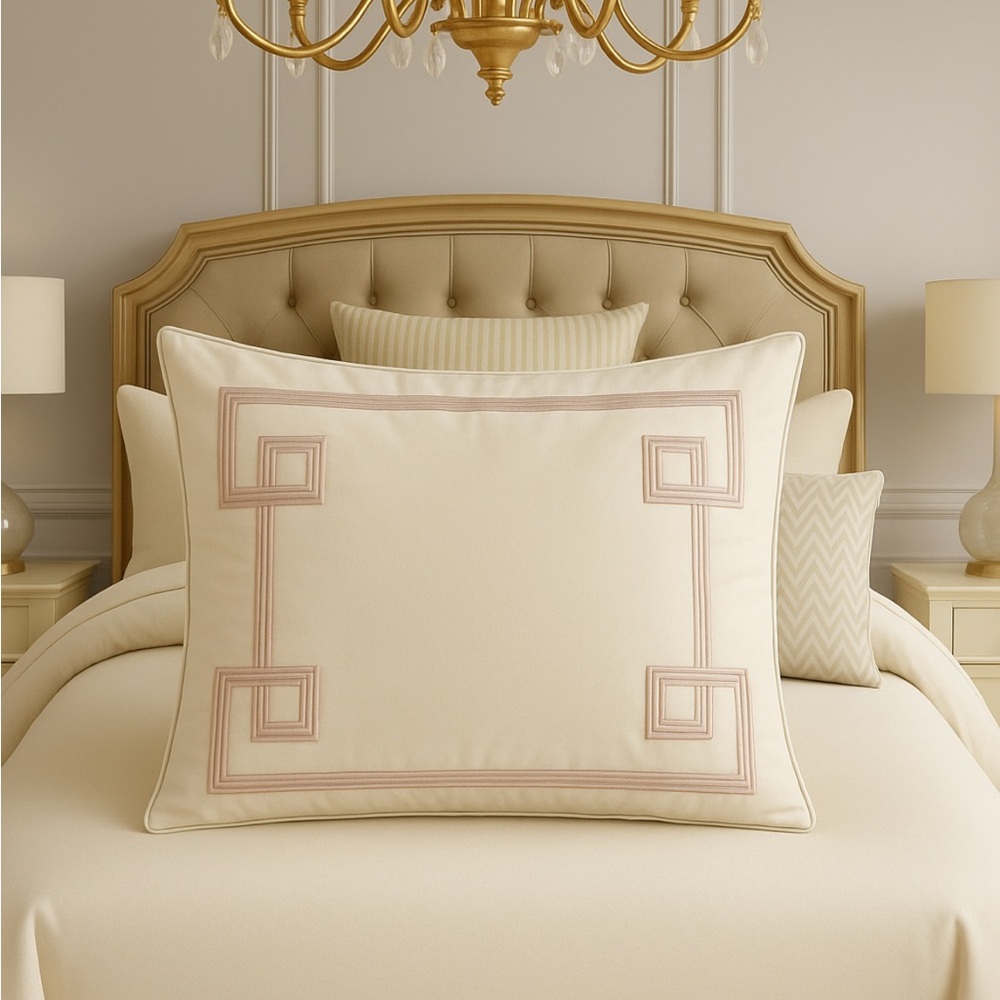 Waterford Euro sham Elegant Cream light Pink Decorative Pillow Cover vintage